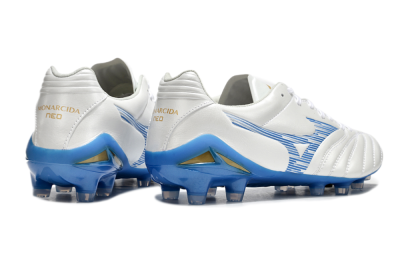 Mizuno Morelia Neo 4 FG Football Boots - White/Blue/Gold
