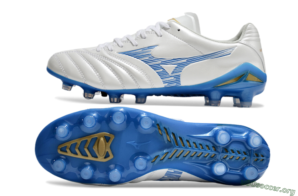 Mizuno Morelia Neo 4 FG Football Boots - White/Blue/Gold 1