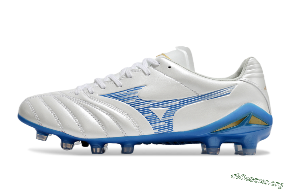 Mizuno Morelia Neo 4 FG Football Boots - White/Blue/Gold 3