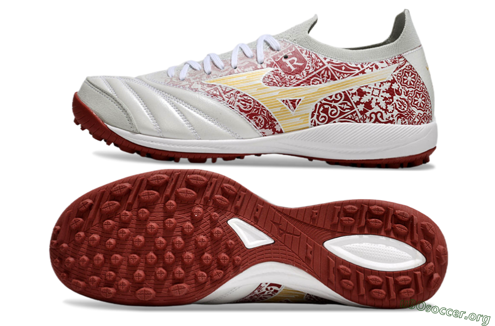 Mizuno Morelia Neo Sala M8 TF Football Shoes - White/Red/Yellow 1
