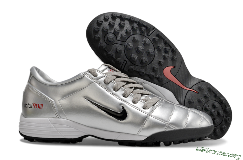 Nike Total 90 II TF Football Shoes - Silver/Black/Red 2