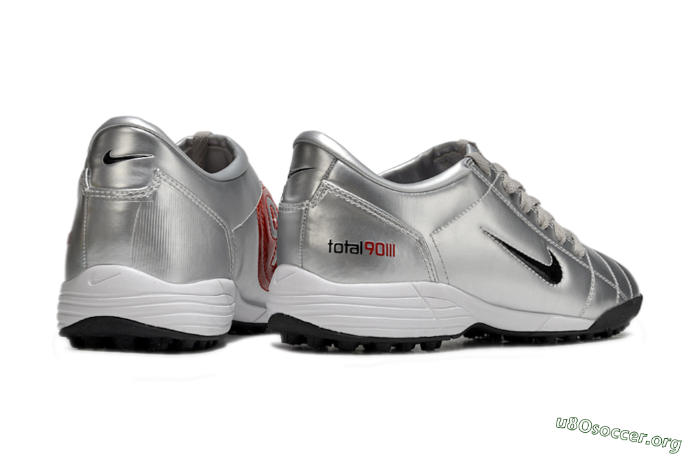 Nike Total 90 II TF Football Shoes - Silver/Black/Red 6