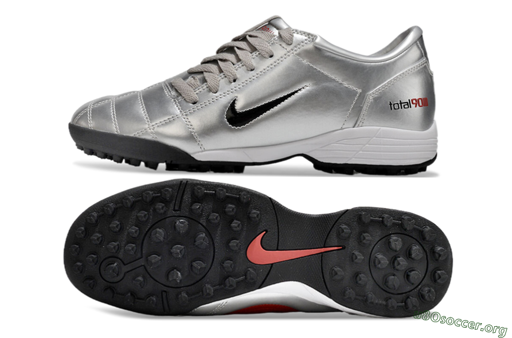 Nike Total 90 II TF Football Shoes - Silver/Black/Red 1