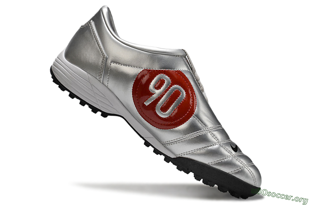 Nike Total 90 II TF Football Shoes - Silver/Black/Red 4