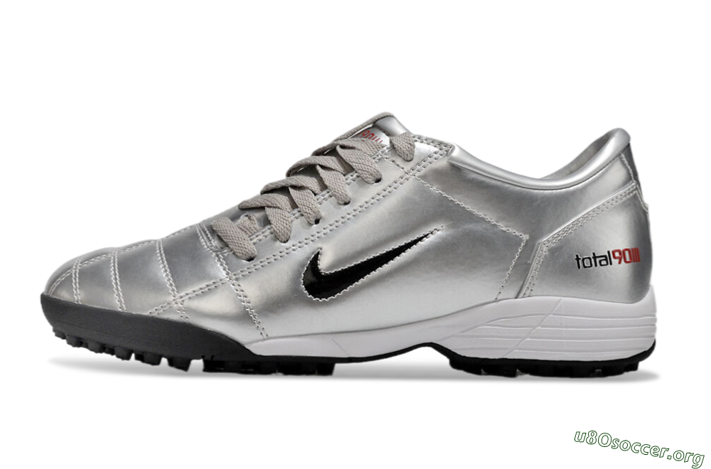 Nike Total 90 II TF Football Shoes - Silver/Black/Red 3