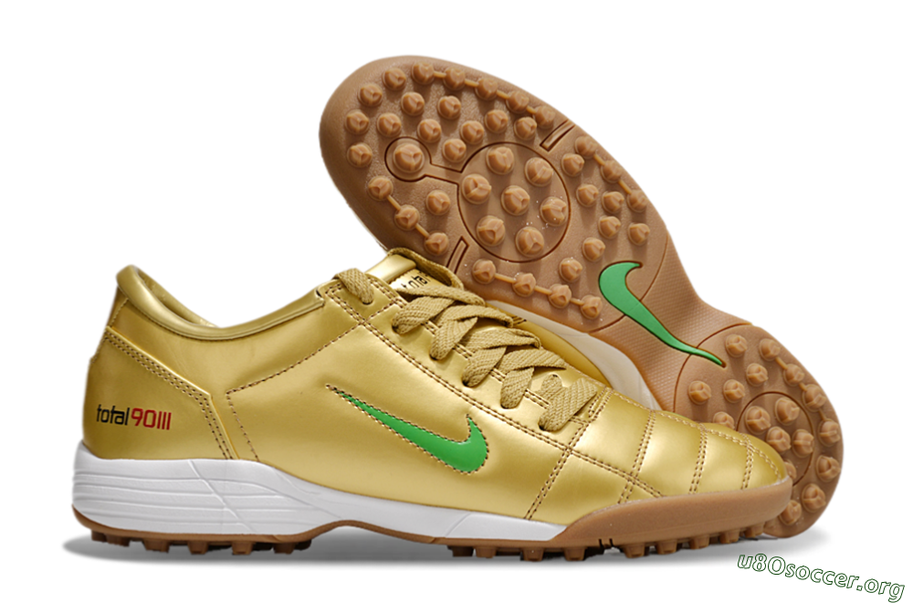 Nike Total 90 II TF Football Shoes - Gold/Green/White 2