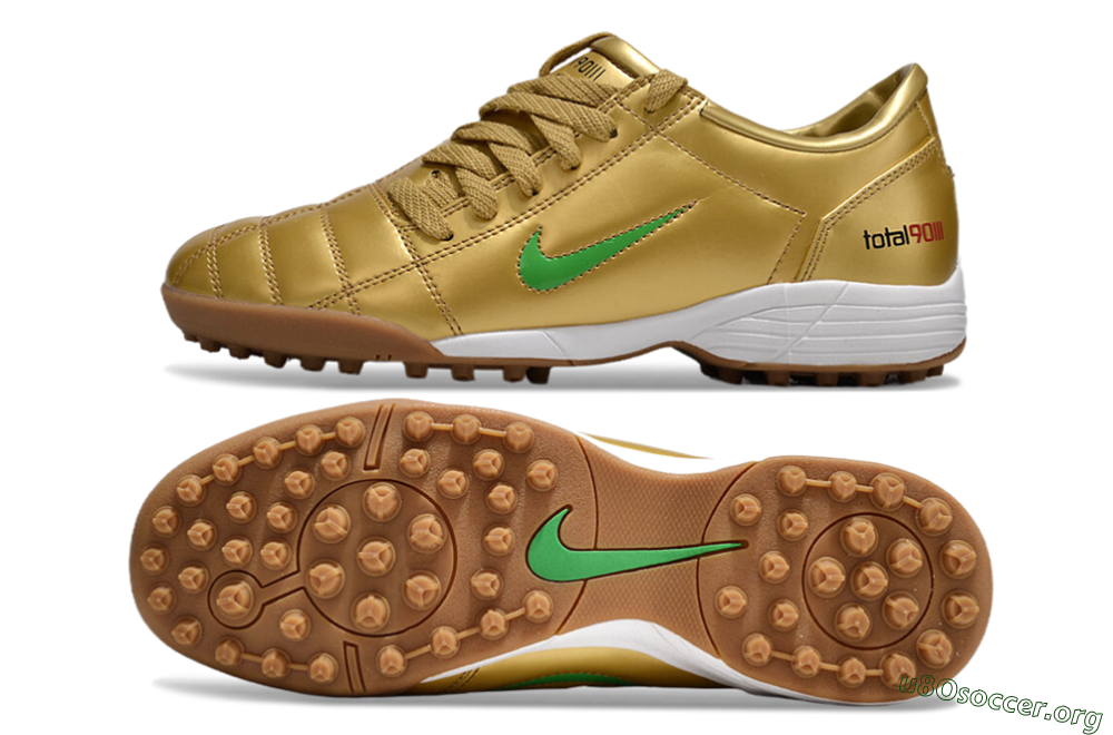 Nike Total 90 II TF Football Shoes - Gold/Green/White 1