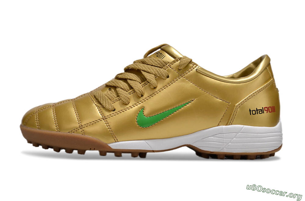 Nike Total 90 II TF Football Shoes - Gold/Green/White 3