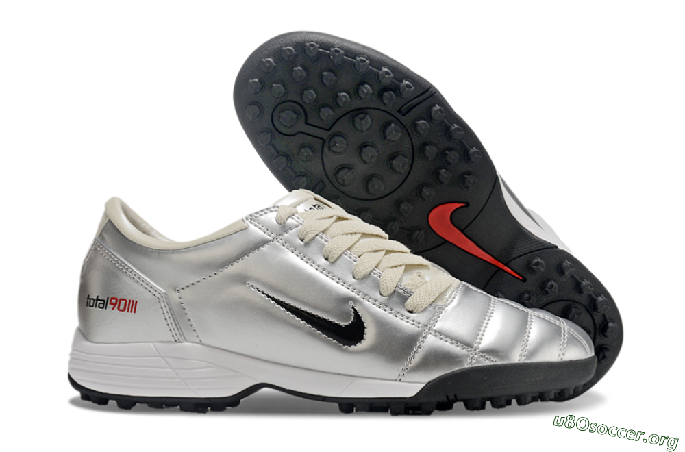 Nike Total 90 II TF Football Shoes - Silver/Green/Red 2