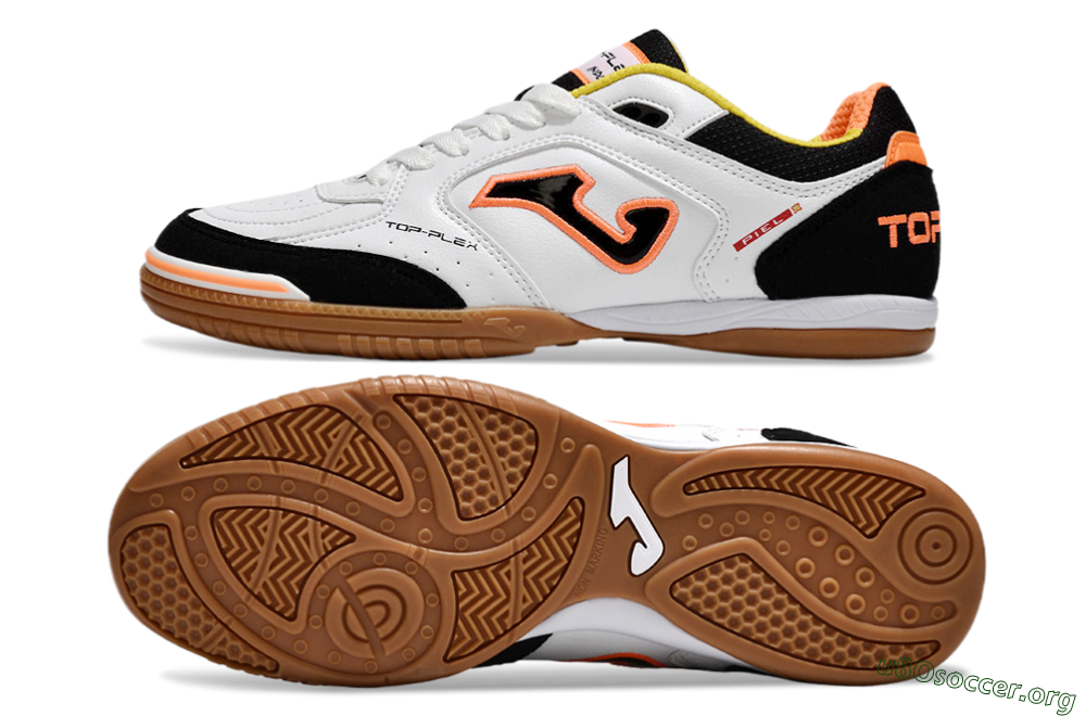 Joma Top Flex IC Football Shoes - White/Black/Orange 1