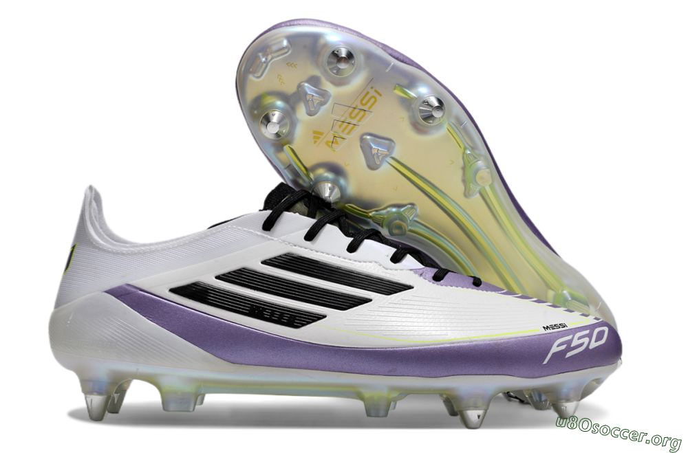 Adidas F50 Elite Messi SG Football Boots - White/Black/Purple 2