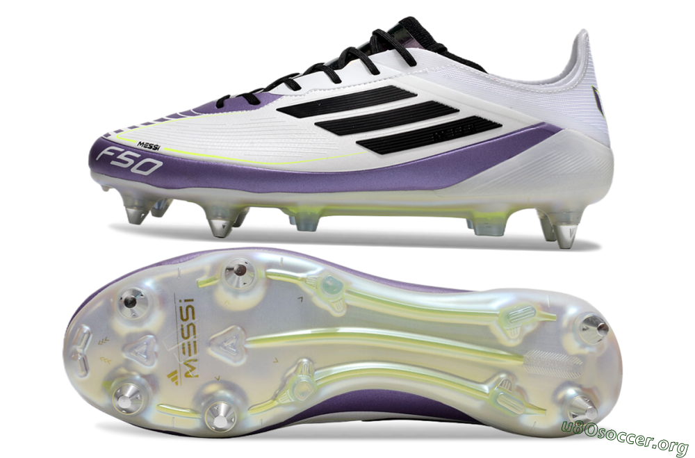Adidas F50 Elite Messi SG Football Boots - White/Black/Purple 1