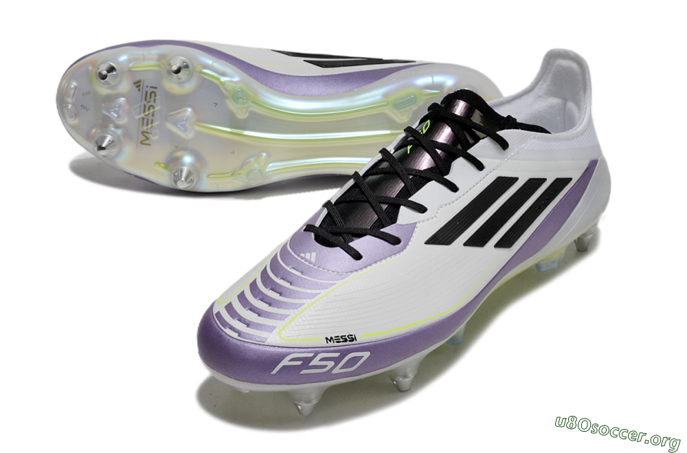 Adidas F50 Elite Messi SG Football Boots - White/Black/Purple 0