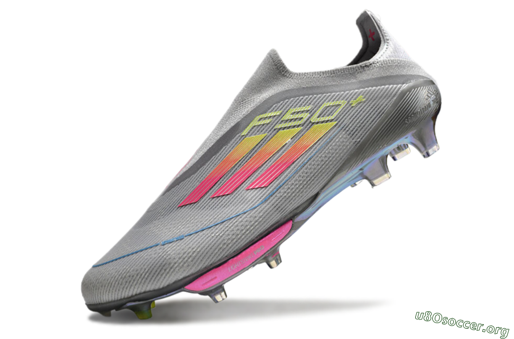 Adidas F50+ Lightstrike Elite Laceless FG Football Boots - Grey/Pink/Yellow 5