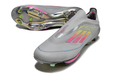Adidas F50+ Lightstrike Elite Laceless FG Football Boots - Grey/Pink/Yellow