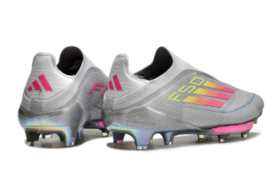 Adidas F50+ Lightstrike Elite Laceless FG Football Boots - Grey/Pink/Yellow