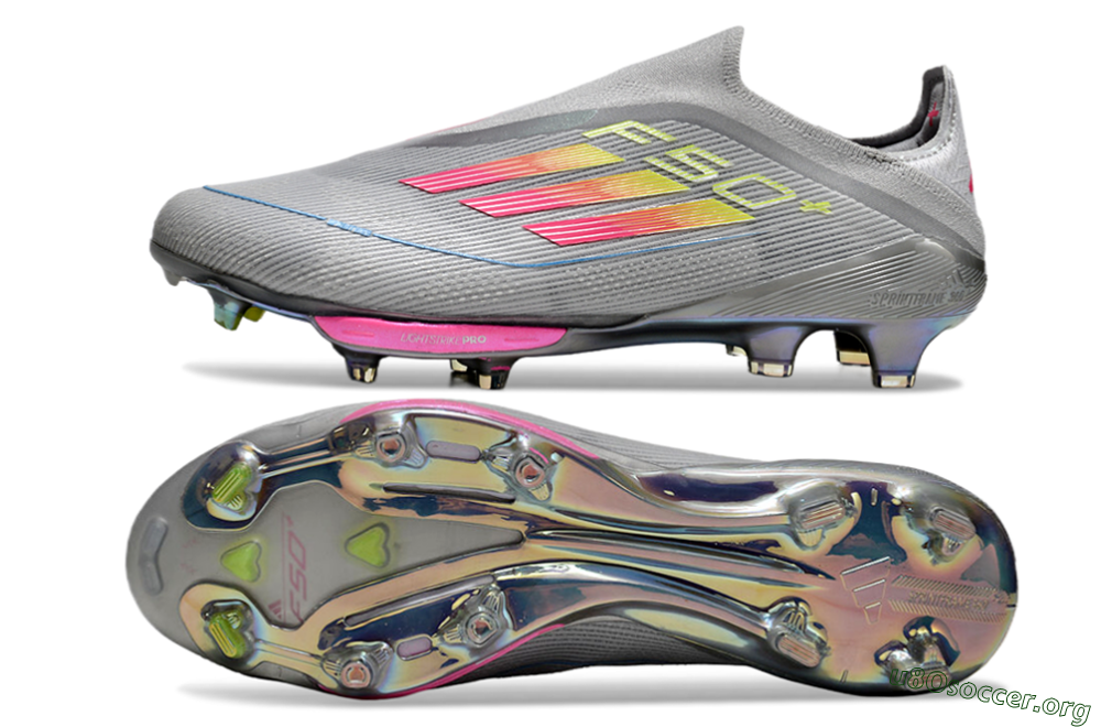 Adidas F50+ Lightstrike Elite Laceless FG Football Boots - Grey/Pink/Yellow 1