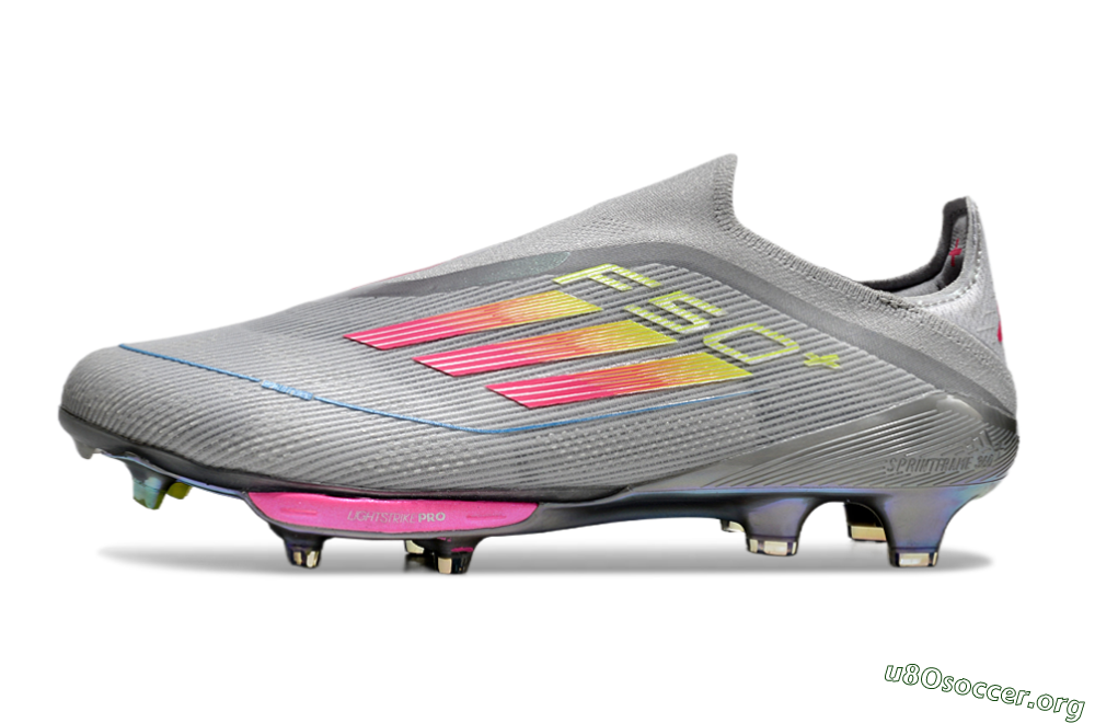 Adidas F50+ Lightstrike Elite Laceless FG Football Boots - Grey/Pink/Yellow 3