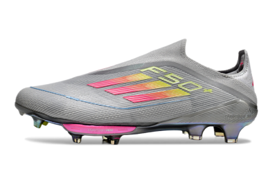 Adidas F50+ Lightstrike Elite Laceless FG Football Boots - Grey/Pink/Yellow