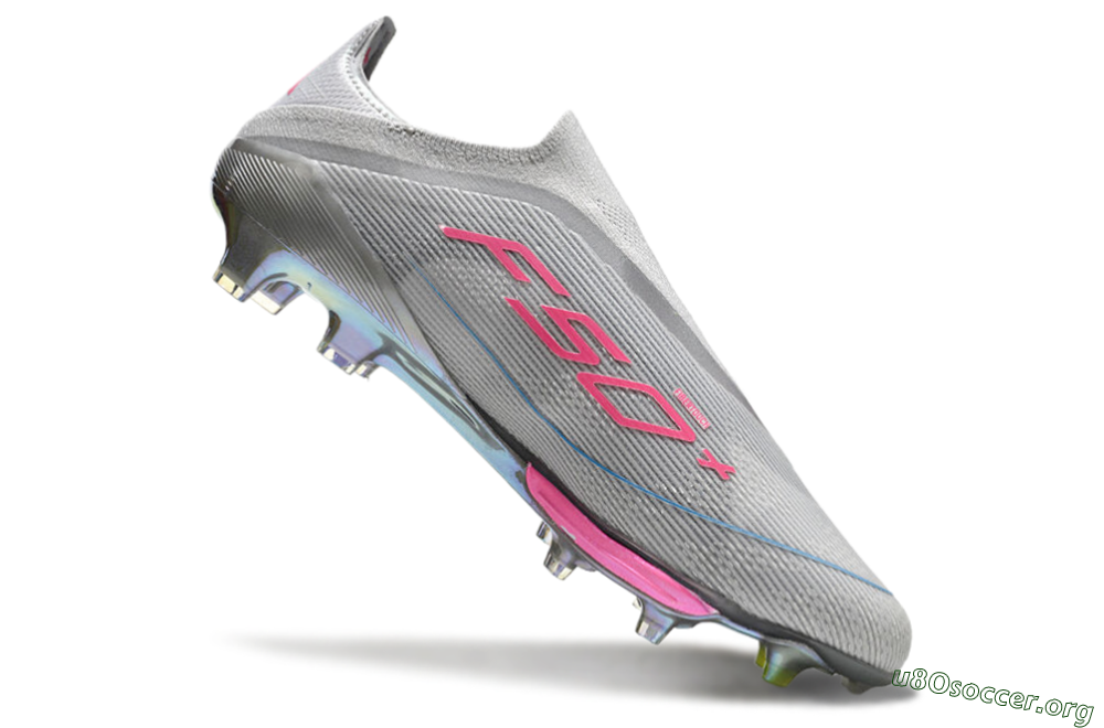 Adidas F50+ Lightstrike Elite Laceless FG Football Boots - Grey/Pink/Yellow 4
