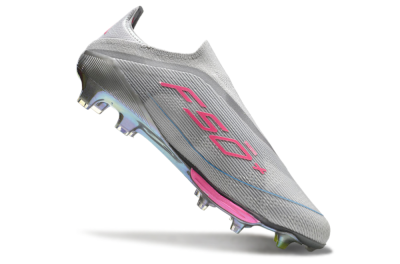 Adidas F50+ Lightstrike Elite Laceless FG Football Boots - Grey/Pink/Yellow