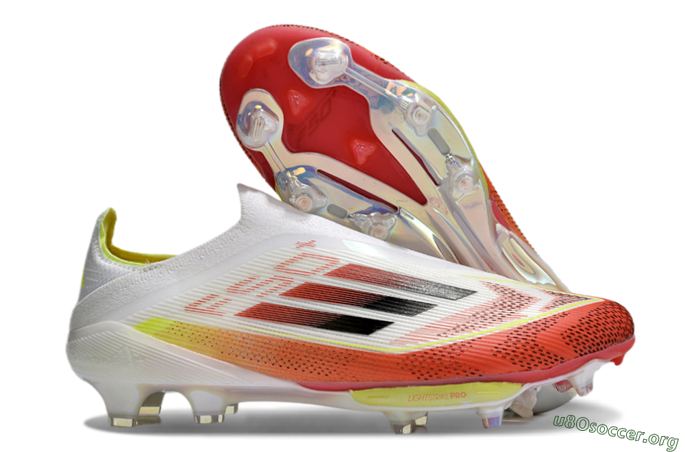 Adidas F50+ Lightstrike Elite Laceless FG Football Boots - Red/White/Yellow 2