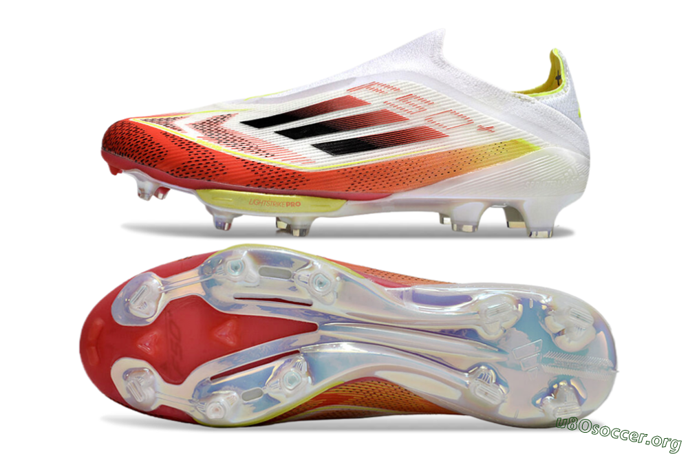 Adidas F50+ Lightstrike Elite Laceless FG Football Boots - Red/White/Yellow 1