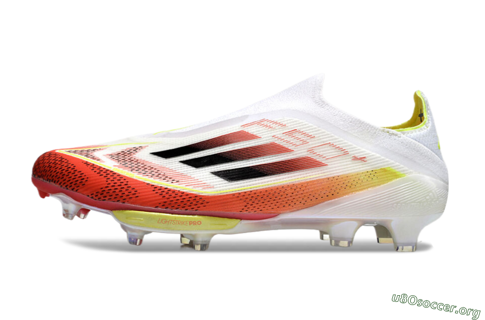 Adidas F50+ Lightstrike Elite Laceless FG Football Boots - Red/White/Yellow 3