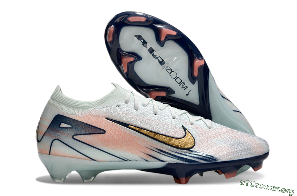 Nike Air Zoom Mercurial Vapor 16 Elite FG Football Boots - White/Gold/Blue 2