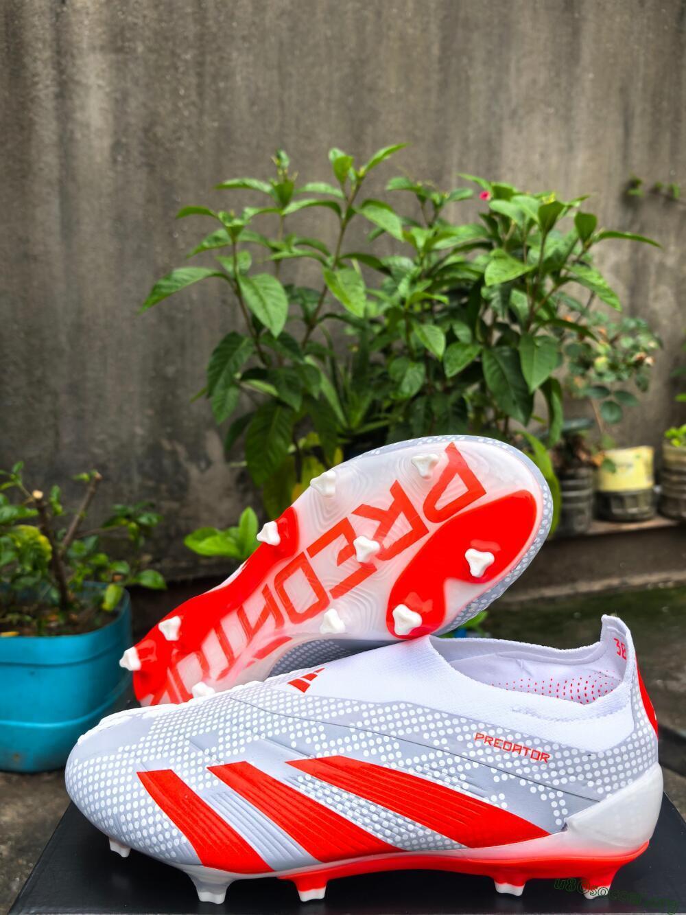 Adidas Predator Elite 24 Laceless FG Football Boots - Grey/Red/White
