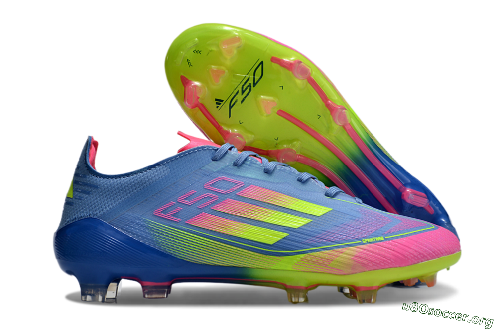 Adidas F50 Elite TF Football Shoes - Blue/Pink/Yellow 2