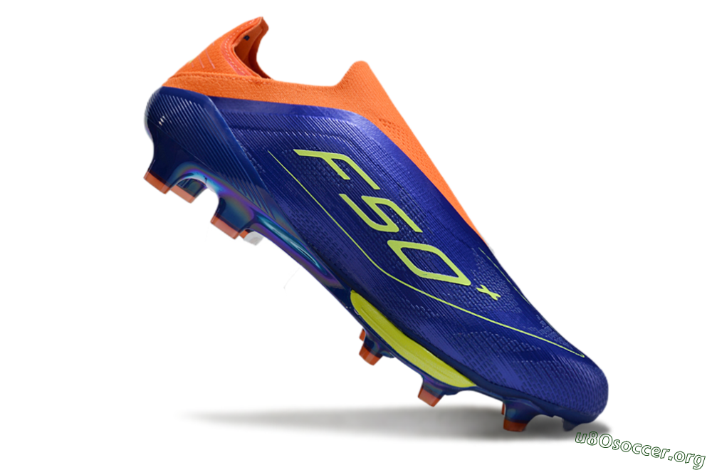 Adidas F50+ Elite Lightstrike Pro Laceless FG Football Boots - Blue/Yellow/Orange 4