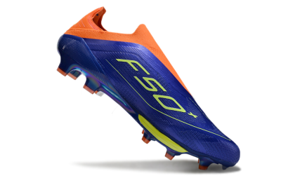 Adidas F50+ Elite Lightstrike Pro Laceless FG Football Boots - Blue/Yellow/Orange