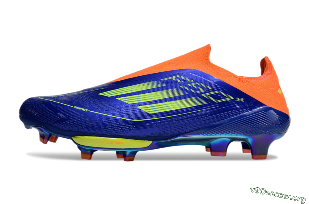 Adidas F50+ Elite Lightstrike Pro Laceless FG Football Boots - Blue/Yellow/Orange 3