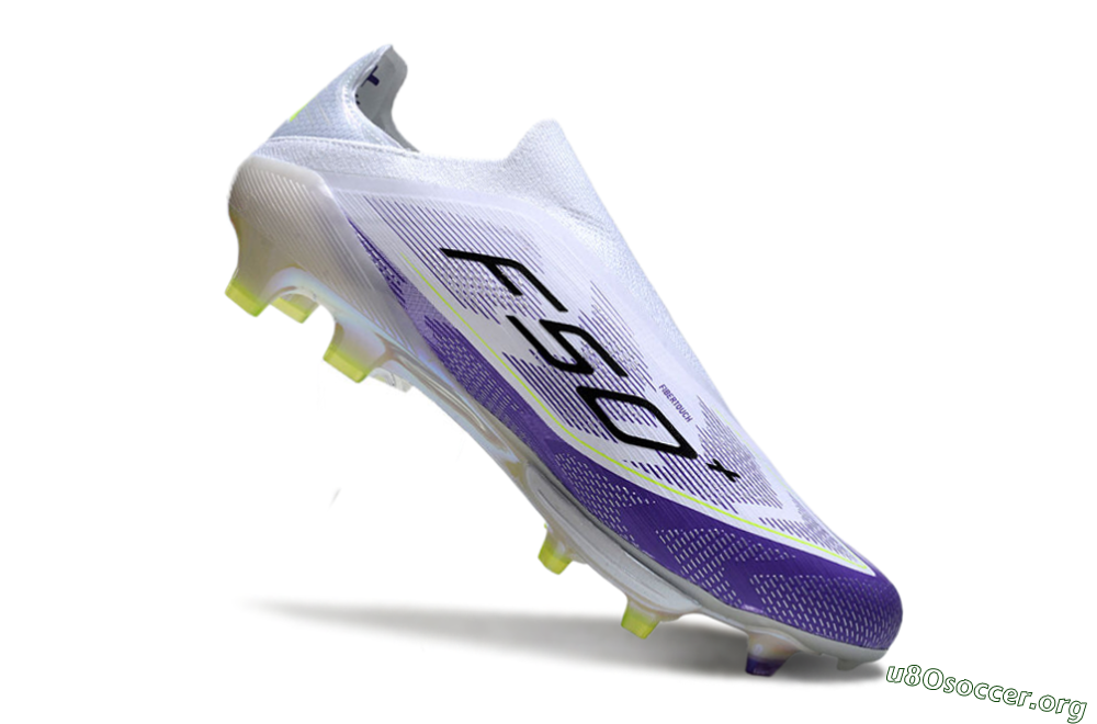 Adidas F50+ Elite Lightstrike Pro Laceless FG Football Boots - White/Purple/Black 4