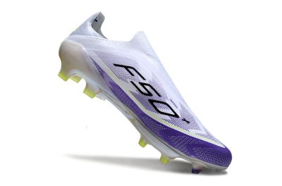 Adidas F50+ Elite Lightstrike Pro Laceless FG Football Boots - White/Purple/Black