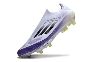 Adidas F50+ Elite Lightstrike Pro Laceless FG Football Boots - White/Purple/Black
