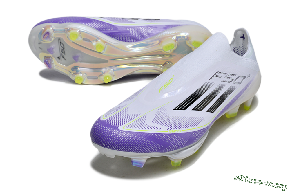 Adidas F50+ Elite Lightstrike Pro Laceless FG Football Boots - White/Purple/Black 0