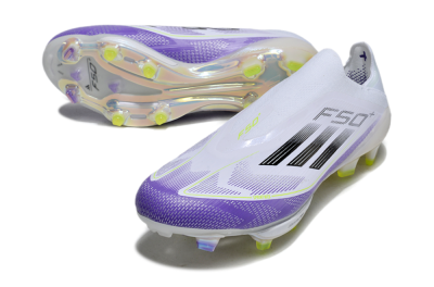 Adidas F50+ Elite Lightstrike Pro Laceless FG Football Boots - White/Purple/Black