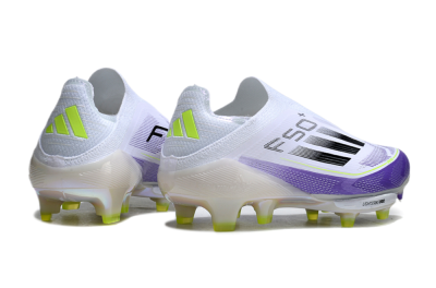 Adidas F50+ Elite Lightstrike Pro Laceless FG Football Boots - White/Purple/Black
