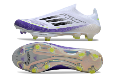 Adidas F50+ Elite Lightstrike Pro Laceless FG Football Boots - White/Purple/Black