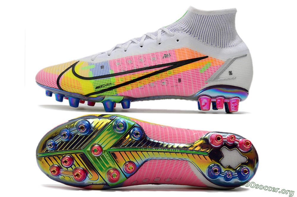 Nike Mercurial Superfly 8 Elite AG Football Boots - White/Pink/Blue/Yellow 1