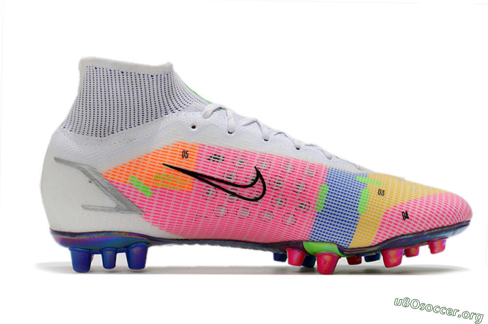 Nike Mercurial Superfly 8 Elite AG Football Boots - White/Pink/Blue/Yellow 7
