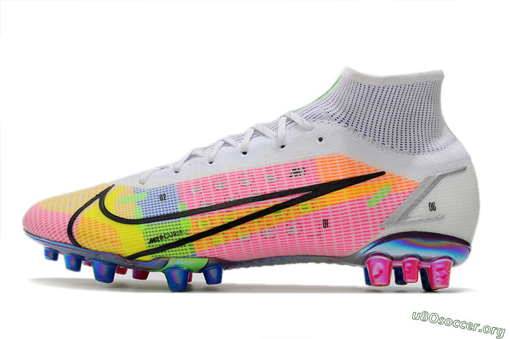 Nike Mercurial Superfly 8 Elite AG Football Boots - White/Pink/Blue/Yellow 3