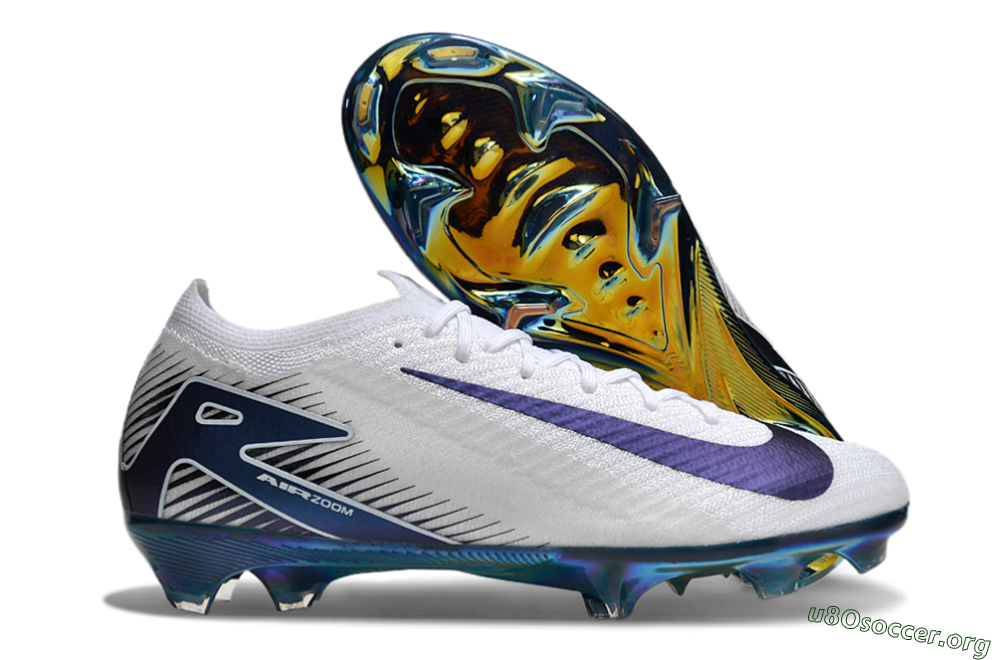 Nike Air Zoom Mercurial Vapor 16 Elite FG Football Boots - White/Blue/Gold 5