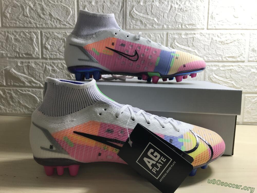 Nike Mercurial Superfly 8 Elite AG Football Boots - White/Pink/Blue/Yellow