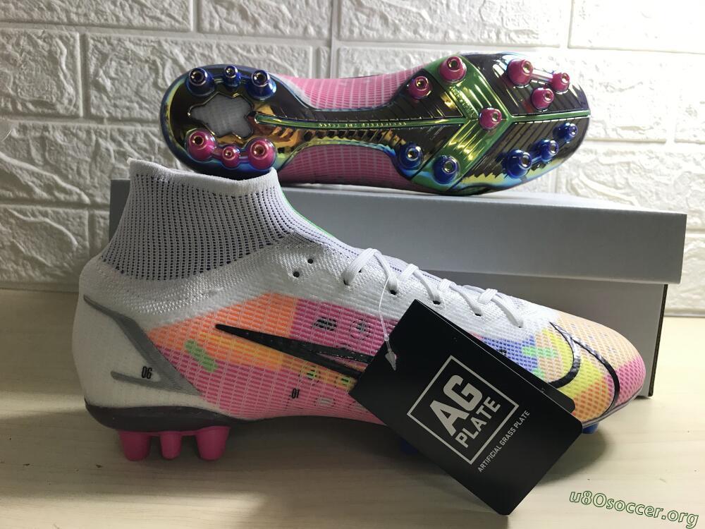 Nike Mercurial Superfly 8 Elite AG Football Boots - White/Pink/Blue/Yellow