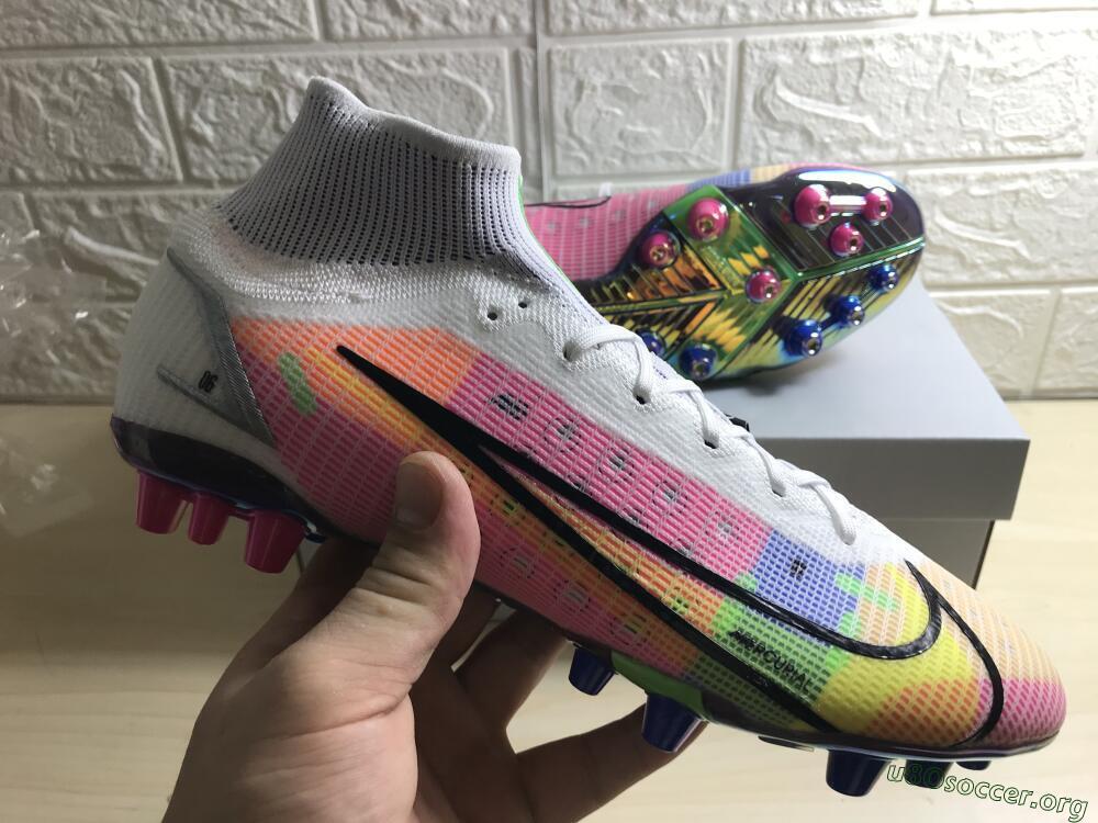 Nike Mercurial Superfly 8 Elite AG Football Boots - White/Pink/Blue/Yellow