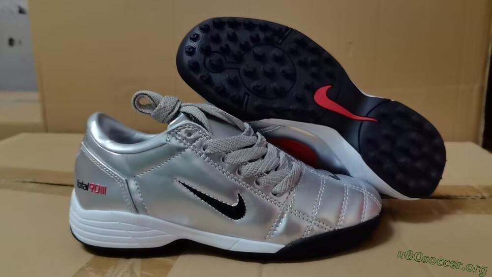 Nike Total 90 II TF Football Shoes - Silver/Black/Red