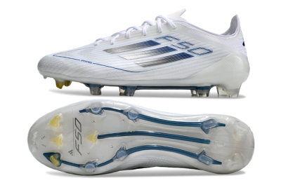 Adidas F50 Elite FG Football Boots - White/Silver/Blue